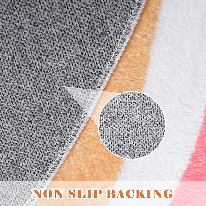 Topotdor Sun Rainbow Round Rug,Colorful Boho Kids Rug Ultra Soft Washable Nursery Rug for Bedroom Perschool Classroom,63" Round