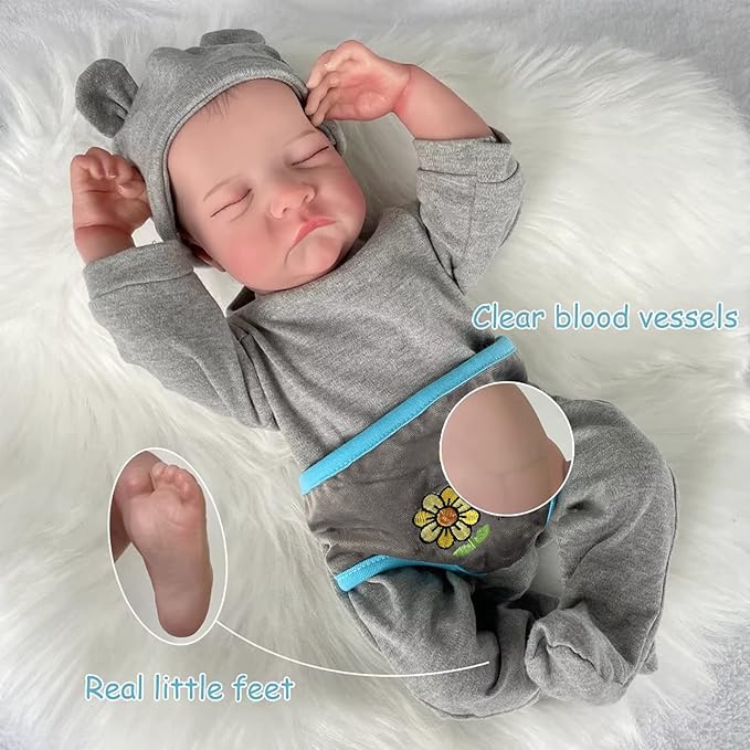 Realistic Reborn Baby Dolls-18 Inch Real Life Baby Dolls Boy Lifelike Baby Doll with Accessories for 3+ Years Old (Blue)