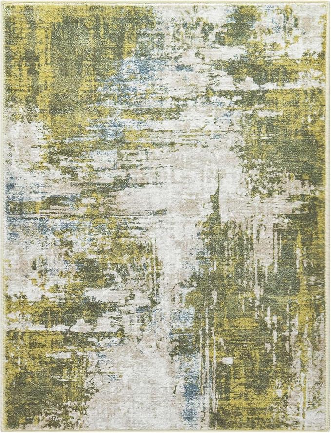 Entrance Rugs Indoor 2x3 Green Entry Rug Washable Abstract Small Area Rug Non-Slip Low Pile Throw Rugs for Entryway, Kitchen Floor, Front Door Indoor Door Mat, Bedroom Bedside