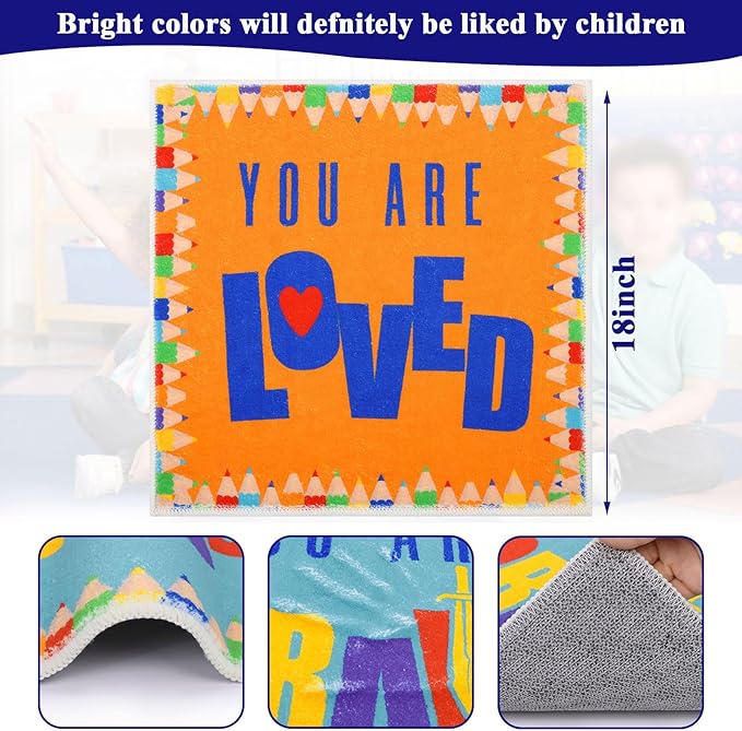 HiiARug 12pcs Carpet Squares for Classroom 18x18 Inch Carpet Spots for Classroom Sitting Floor Seats for Kids Sit Spots for Classroom Kindergarten Playroom Decor