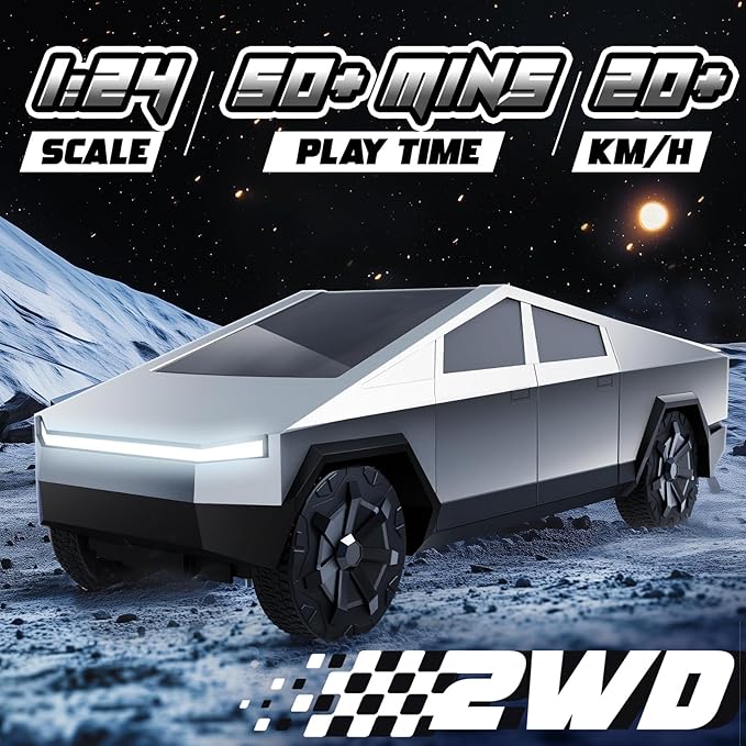 1:24 RC Car Toys - All Terrain High Speed Remote Control Car with Light and Loadspace, Electric Vehicle Toys for Kids, Gifts for Kids, Boys and Girls