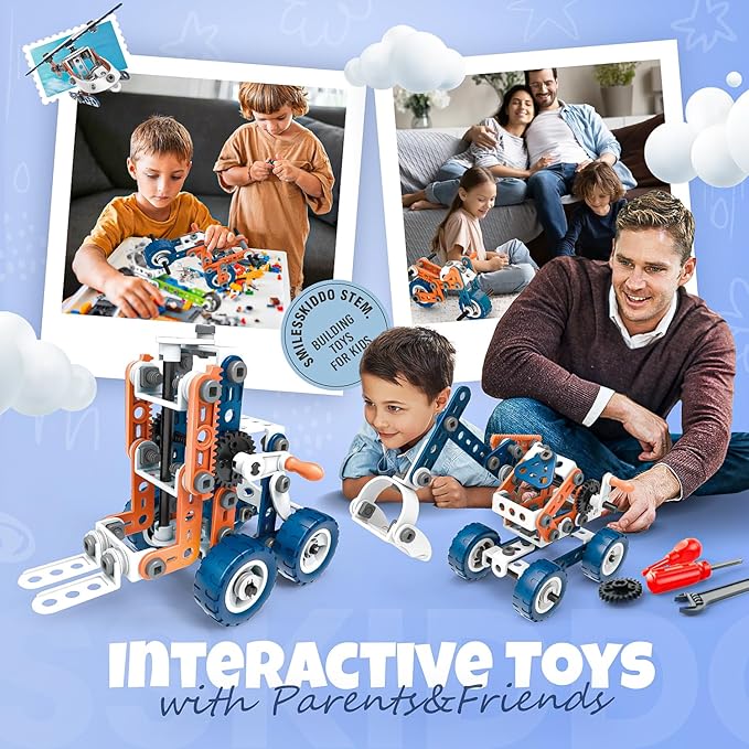 12 in 1 STEM Toys, SMIESSKIDDO 152 PCS Building Toys for Kids Ages 4-8 5-7 6-8 Educational Activities for Boys 4-6 8-10 Construction Creative Games Birthday Gifts for 4 5 6 7 8+ Year Old Boy Girl