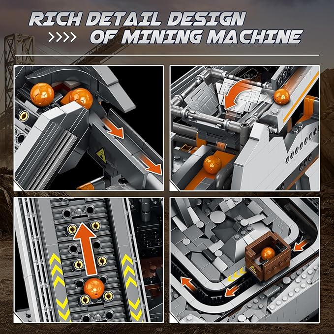 Electric Mining Machine Building Set with Dual Motors and GBC Balls, Technic Construction Toy Sets 22023, STEM Toy for Kids 14+, Adults & Engineers, Challenging Construction Vehicle Gift