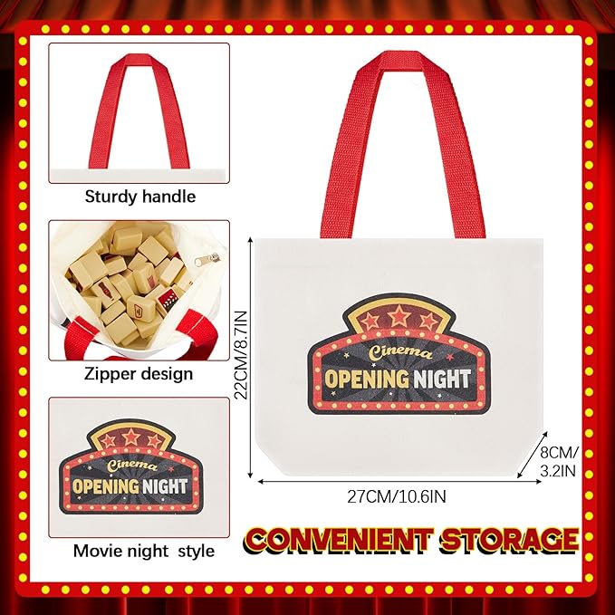 65 Tiles 30 mm Movie Night Mahjong Block Set with Storage Bags 2 Player Mahjong Push Tile Game Popcorn Drinks Pattern No DIY Required for Friend Family Game Night Party Gift (Melamine)