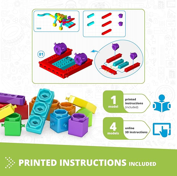 Engino: Qboidz Alligator - 5 Model Brick Building Set, Toy Construction, Coloring & Math Activities, Stack & Click Assembly, STEM Play-Learn, Kids 3+