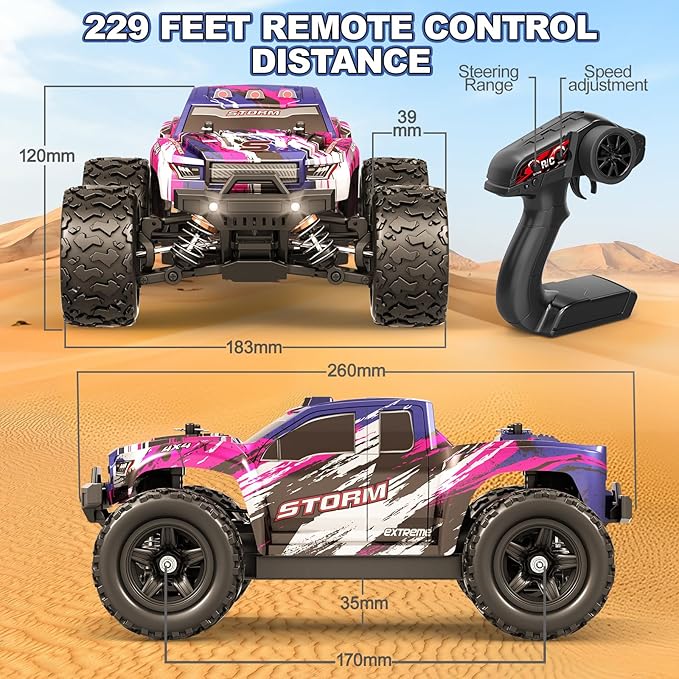 1:18 Entry-Level RC Cars for Adults & Boys, Off-Road RC Truck 40 km/h, Carros de Control Remoto 4x4 with 2 Batteries, Fast Remote Control Car for Adults