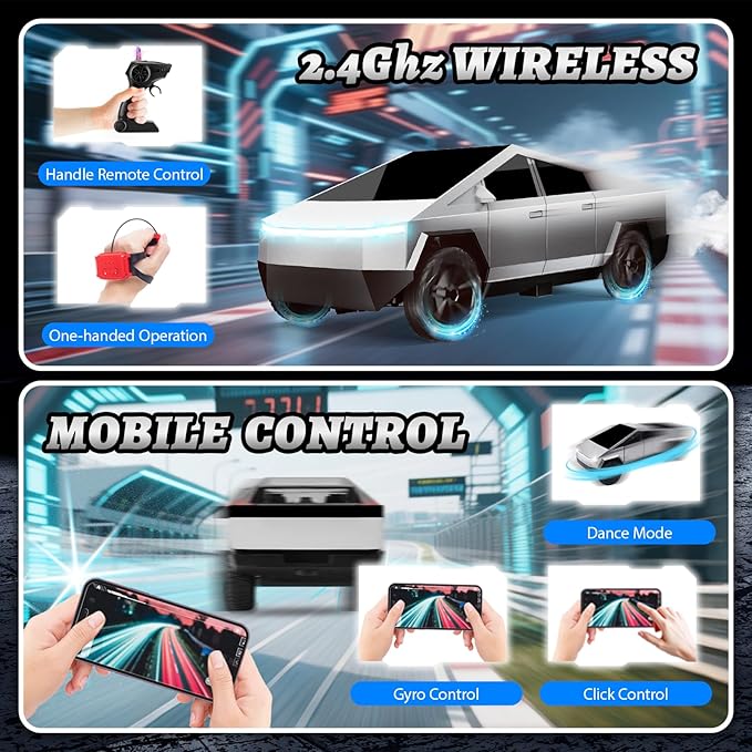 LITTCO 1:14 Remote Control Car Pick-up Truck, High Speed RC Car with Light and Loadspace, 3 RC Methods, Wireless RC Cars for Kids, Gifts for Kids, Boys and Girls