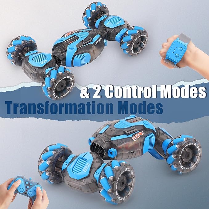 Gesture Sensing RC Stunt Car for Boys, Remote Control Toys for Kids Age 5-7, 6-8, 9 10 11 12+ Years Old Birthday Gifts, 2.4GHz Hand Controlled RC Drift Car with Light & Music, Double-Sided Driving