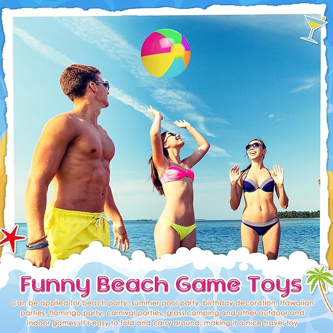 Zhanmai 60 Pack 12 Inch Inflatable Beach Balls Bulk for Party Favors for Boys and Girls Pool Beach Ball Water Game Toys Birthday Decorations(Vintage Color)