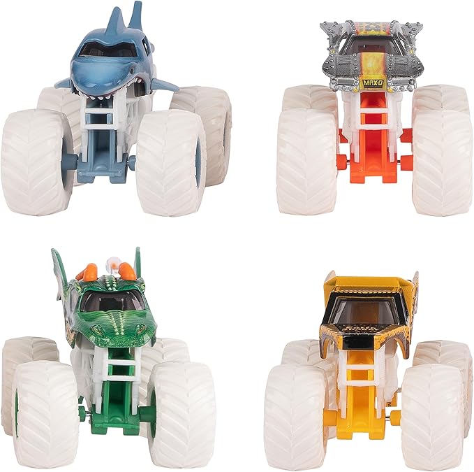 Monster Jam - Pack of 4 1:64 Die Cast Vehicles - 4 Authentic Monster Trucks Official Show Vehicles to Collect Scale 1:64 - Children's Toy 3 Years and Above