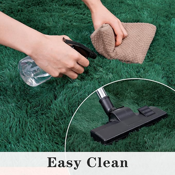 Super Soft Area Rugs for Living Room, 4x6 Feet Modern Shag Dark Green Rug, Fluffy Plush Non-Slip Green Carpet for Girls Boys Teens, Kids Home Decor for Bedroom Dorm Nursery Classroom, Carpets