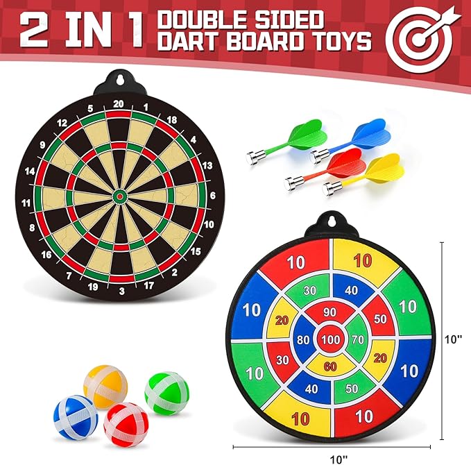 OleFun Dart Board Toys for Boys Age 8-12, 2 in 1 Magnetic & Felt Dartboard, Indoor and Outdoor Game for Kids, Ideal Birthday, for Age 8, 9, 10, 11, 12 Years Old