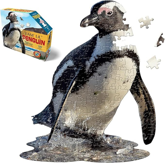 Madd Capp Puzzles Jr. - I AM Lil’ Penguin - 100 Pieces - Animal Shaped Jigsaw Puzzle