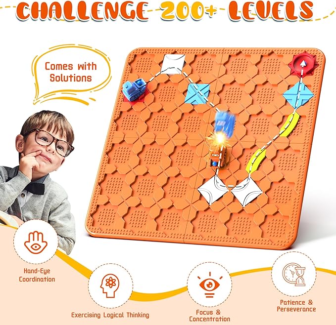 Road Builder Kids Logic Toys: Large Puzzle STEM Board Games, Educational Montessori Toys Birthday Gifts for Age 4-8 Year Old (Orange)