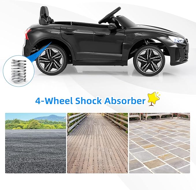 INFANS 12V Kids Ride On Car, Licensed Audi RS e-tron GT Electric Vehicle with Remote Control, Toddlers Battery Powered Toy with 4 Wheels Suspension, LED Headlight, Music, MP3, USB, TF Port (Black)