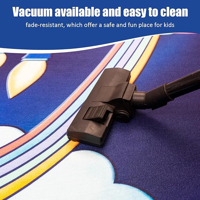 Space Rockets Rug for Kids Room Solar System Area Rugs for Boys Bedroom Kids Rugs for Playroom Space Planet Theme Rug Living Room Dining Room Decor 60x84 inch