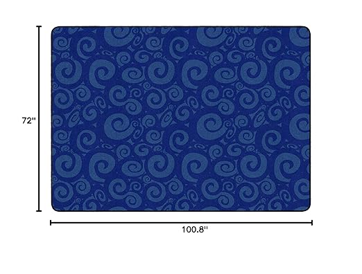 Flagship Swirl Tone on Tone Carpet for Children's Classroom and Bedroom Area Rug, Playroom or Teaching Area for Playtime and Reading, 6' x 8'4", Blue