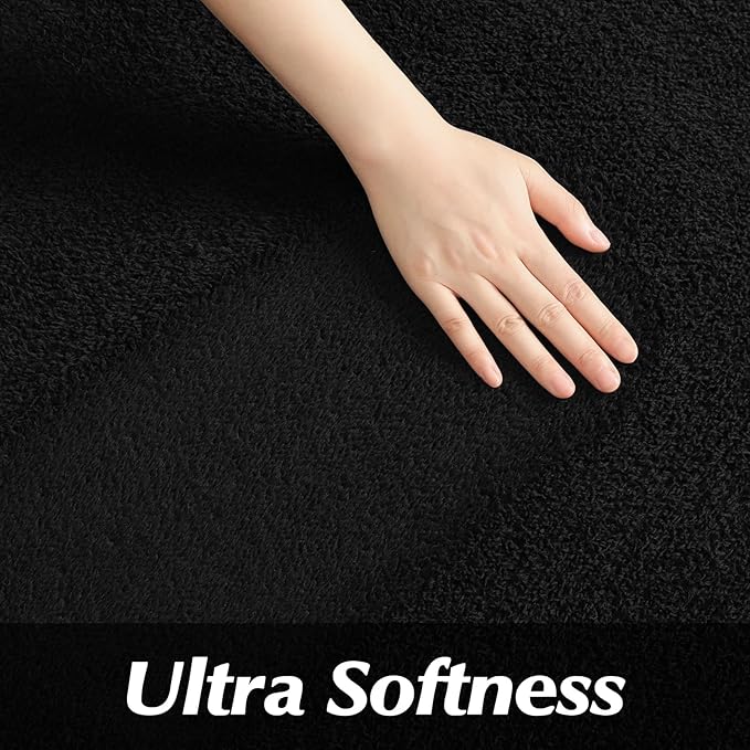 FlyDOIT Round Area Rugs for Bedroom Living Room, 4x4 Black Super Soft Comfy Thickened Memory-Foam Indoor Circle Carpet, Modern Aesthetic Minimalist Carpet for Boys Girls Adults Nursery Home Décor