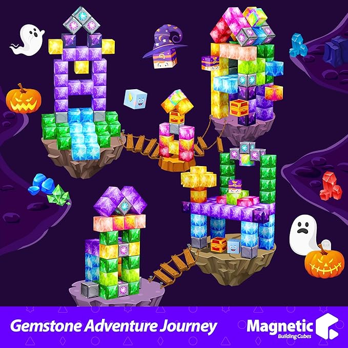 Magnetic Blocks, Jewel Adventures Edition, Magnetic Building Cubes, Boys & Girls Toddler Toys Age 3-5 4-8,Sensory Toy Gift for Kids, Upgraded STEM Gift 1.2 Inches