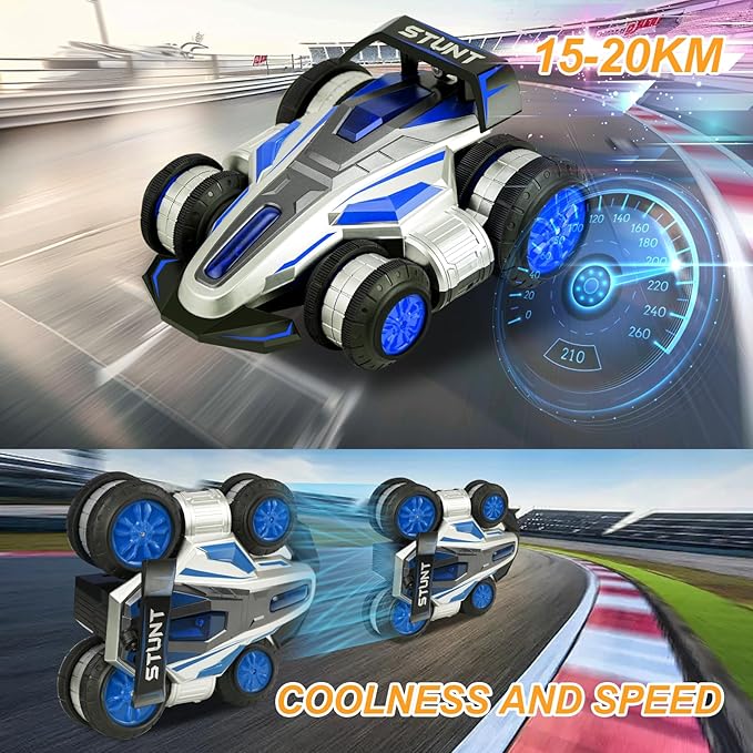 RC Drift Car with 360° Rotating Stunt Vehicle, High-Speed Drift RC Stunt Deformation Car, 2.4GHz 4WD Plasma Cars with Lights & Music, RC car Anti-Gravity Drift & Spin for 6-12 Years Boys