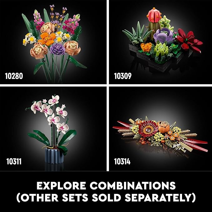 LEGO Icons Dried Flower Centerpiece Building Set - Artificial Flowers for Dinner Table Centerpieces, Adults Ages 18+ - Floral Home Decor - 10314