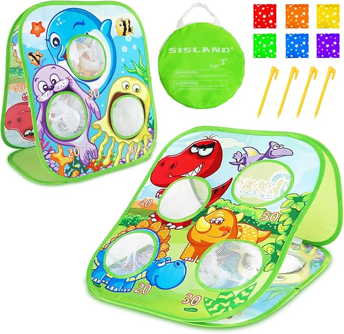 5-in-1 Bean Bag Toss Game for Kids, Animal Corn Hole Outdoor Toy for Toddler, Outside Yard Party Lawn Backyard Games Birthday Gift for Boy Girl Age 3 4 5 6 7 8