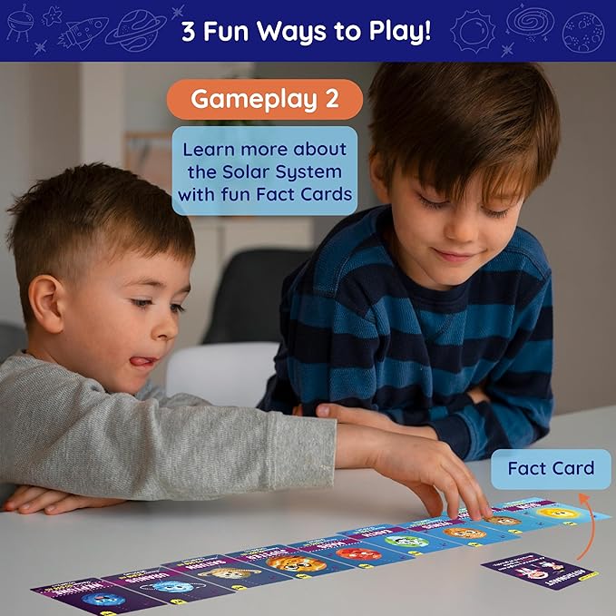 Jumbo 70 Piece Round Floor Puzzles for Kids Ages 3-5, 6-8, Large Jigsaw Puzzle with Solar System and Planets, Educational Flash Cards and 3D Figures Educational Gift