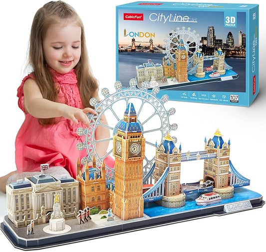 CubicFun 3D Puzzles for Kids Ages 8-10 - London City STEM Projects Arts Crafts for Girls Ages 8-12 - 3D Puzzle Birthday Gifts for 8 Year Old Girls, Birthday Toys