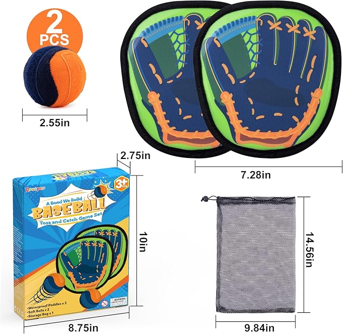 Toss and Catch Ball Game Set, Kids Baseball Games, Outdoor Pool Beach Toys, Backyard Camping Paddle Ball Toys for 3 4 5 6 7 Years Old Boys Girls Family Birthday Easter Gifts