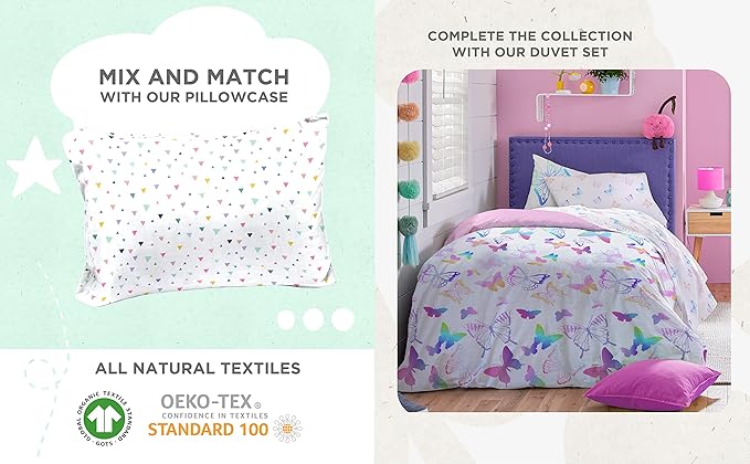 Saturday Park Ombre Butterflies Full Sheet Set - 4 Piece 100% Organic Cotton Sheets - GOTS & Oeko-TEX Certified