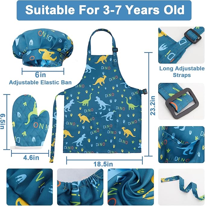 42-Piece Kids Cooking Set - Real Knife, Baking Set, Pots & Pans, Pretend Play Toys - Apron & Chef Hat for Boys