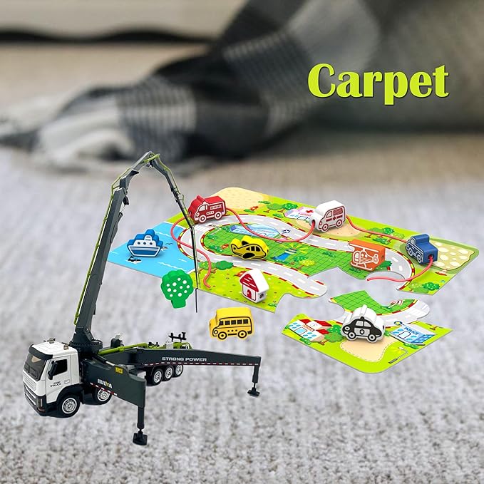 Concrete Pump Truck Construction Vehicles Toys,1:50 Scale Diecast Site Concrete Pump Truck, Toy Trucks for Kids (Green)