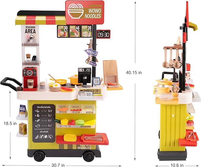 Kids Interactive Kitchen Play Set with 88Pcs Toys, Realistic Sound Effects & Simulated Functionality - Suitable for Toddlers (Yellow)