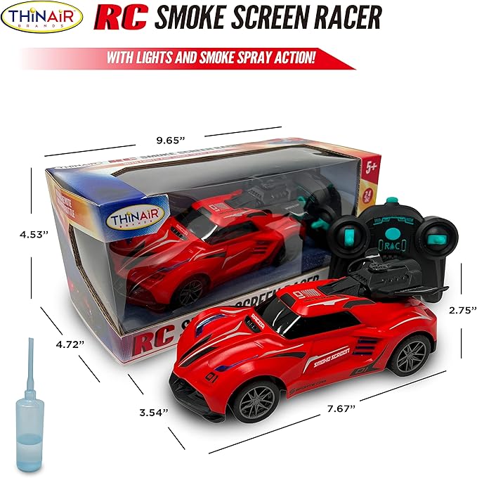 Nature Bound Remote Control Car, Smoke Screen Racer, 2.4 GHz RC Vehicle with Spraying Mist & Light for Kids, Sport Racing Hobby Toy for Boys & Girls