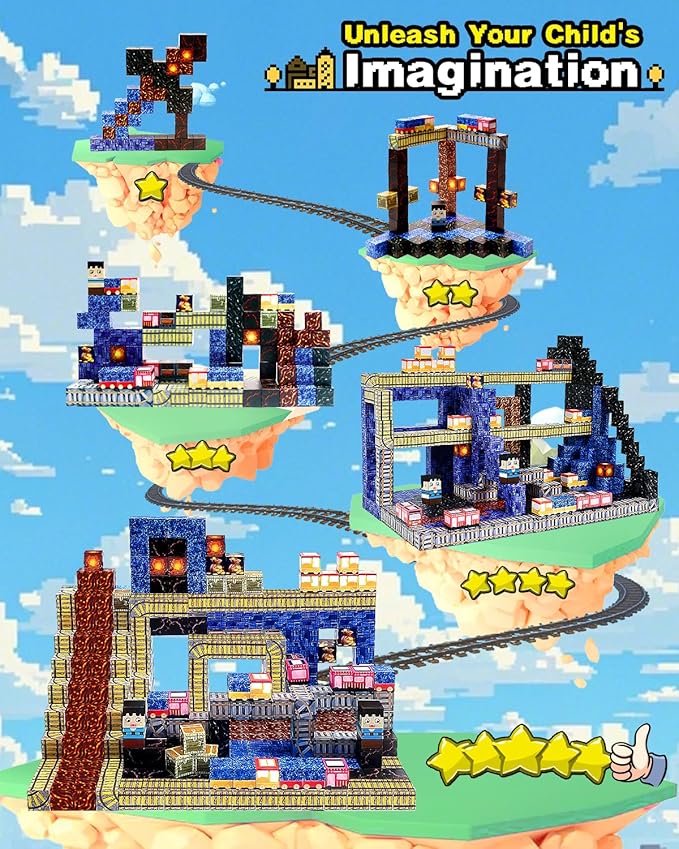 Magnetic Blocks Building Toys for Kids: 100PCS Magnet Cubes Trains Set - Kids Toys for Christmas Birthday Gifts - Magnetic World for Boys & Girls 3+