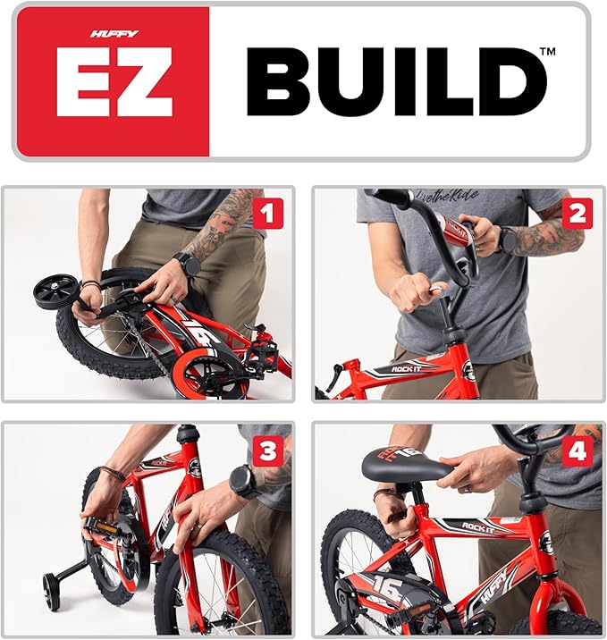 Huffy Disney and Marvel 12/16 Inch Boy's Bike for Kids, Multiple Color Options and Designs Available, Ideal for Ages 3+ Years Old, Removable Training Wheels, Adjustable Seat, Simple Coaster Brake