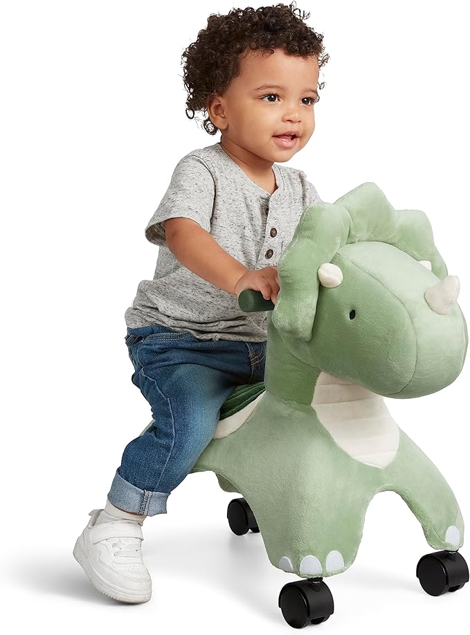 Radio Flyer Dash The Rolling Dinosaur, Ride On Toy for Toddlers Ages 1-3, Green Dinosaur Toy for Kids