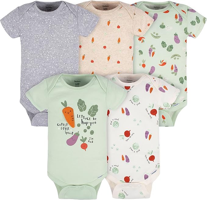 Gerber Baby Girls' 5-Pack Short Sleeve Variety Onesies Bodysuits