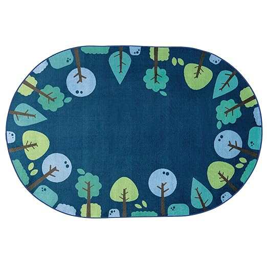 Carpets for Kids 1766 KIDSoft Tranquil Trees Decorative Classroom Nursery Room Rug 6ft X 9ft Oval Blue