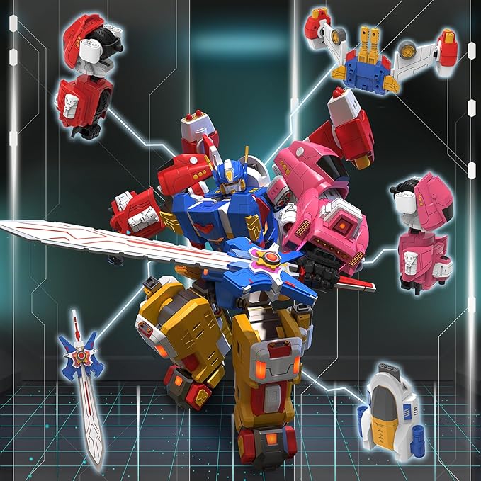 5-in-1 Transforming Vehicles Playset Include Motorcycles, Planes, Go-Karts -STEM Stacking Car Kit, Robot Transformation, Birthday Gift for Toddler Kids 7 Years Old Boys Girls