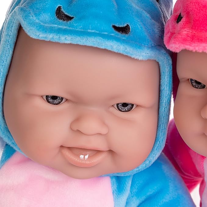 JC Toys Lots to Cuddle Babies 12-inch Small Soft Twin Baby Dolls Unicorn Theme| Washable | Pink and Blue | Includes Play Unicorns, Bottles, Pacifiers| for Children 12 Months +