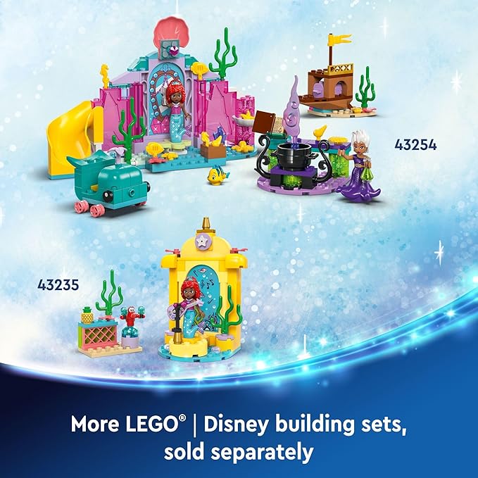 LEGO Disney Princess Ariel’s Crystal Cavern, Buildable Disney Toy Playset for Kids, Ariel Princess Mermaid Mini Doll and Fish Figure, Treasure Chest, Gift for Girls and Boys Ages 4 and Up, 43254