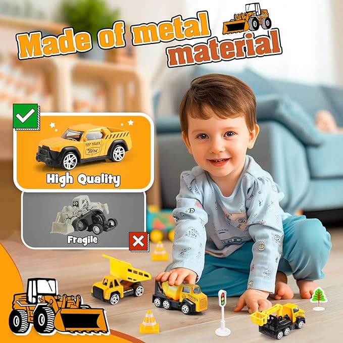 Construction Toys for 3-8 Year Old Boys Girls, Alloy Cars, Alloy Construction Engineering Vehicle Toy Sets, Toys for Ages 3-8