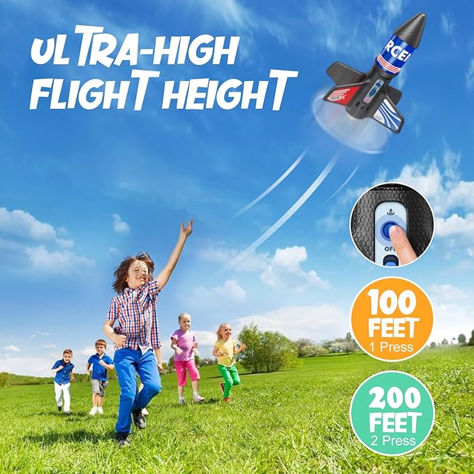 Rocket Launcher, 200 Feet of Flight Altitude, Model Rocket Kits with Launch Set, Ultra-high Flying Rocket, Rocket Toy, Outdoor Toys for Ages 8-13, Birthday Gift for Kids Boys & Girls