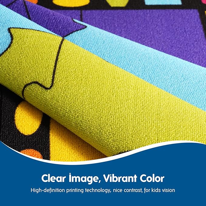 Booooom Jackson Large Classroom Rug Colorful Puzzle Classroom Carpet 7.5x13 ft Area Rug with Non-Slip Backing for Prechool Playroom Elementary Library Kindergarten Class Reading Circle Time