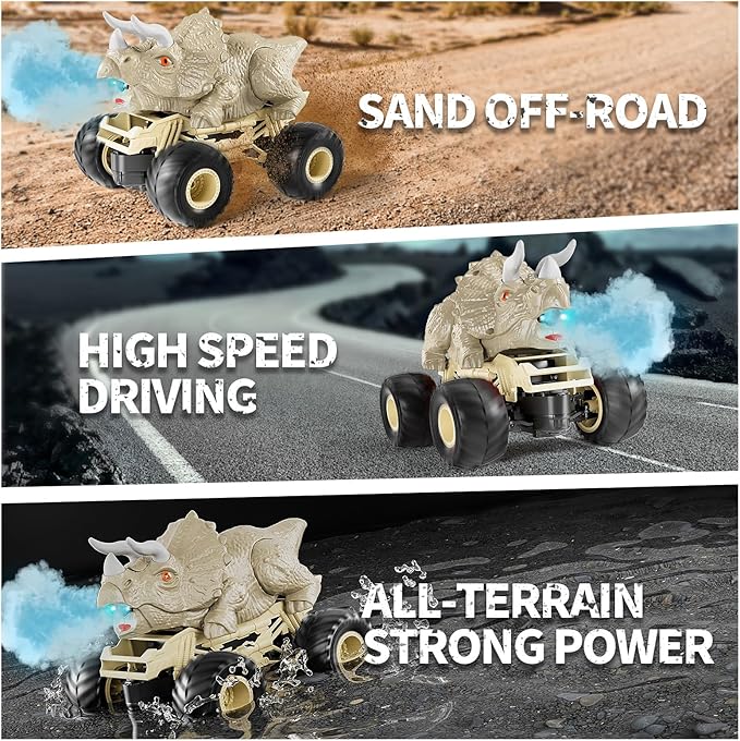 2.4GHz Remote Control Dinosaur Car Toys Gifts for 3 4 5 6 Year Old Boys Kids, Remote Control Dinosaur Car Trucks Toys for Kids Boys 3-5 4-7 8-12, Dinosaur Toys for 3 4 5 Year Old Boys