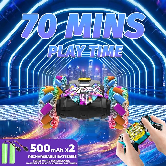 Gesture Sensing RC Stunt Car, 2.4G Remote Control Car Toys for Boys Ages 4-7 8-12, 4WD RC Drift Cars with Lights Music Spray, 360° Spins All Terrains Kids Toy Birthday Gift for 3-12 Year Old Kids