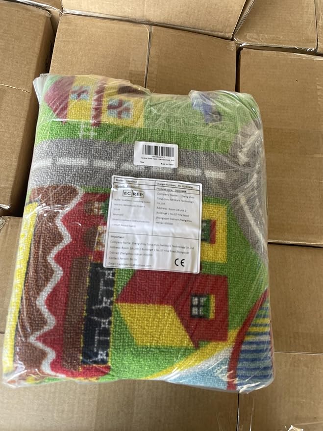 Capslpad Kids Rug 6'6" x 5'0" Educational Learning Kids Play Area Rug Large Traffic Road Cars Rug Play Mat for Kids Toy Nursery Rug Car Carpet for Playroom Living Room Classroom Decor Green