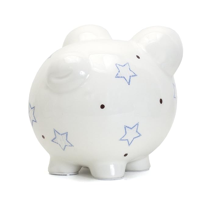Child to Cherish Ceramic Piggy Bank for Boys, Blue Star