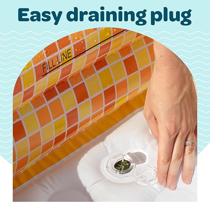 Baby and Toddler Pool with Cushioned Floor, Handles & Drain, 34"x10" Skin Safe Small Square Inflatable Kiddie Pool Portable Bathtub and Ball Pit, Summer Outdoor Gift for Babies, Infants & Toddlers 1-3